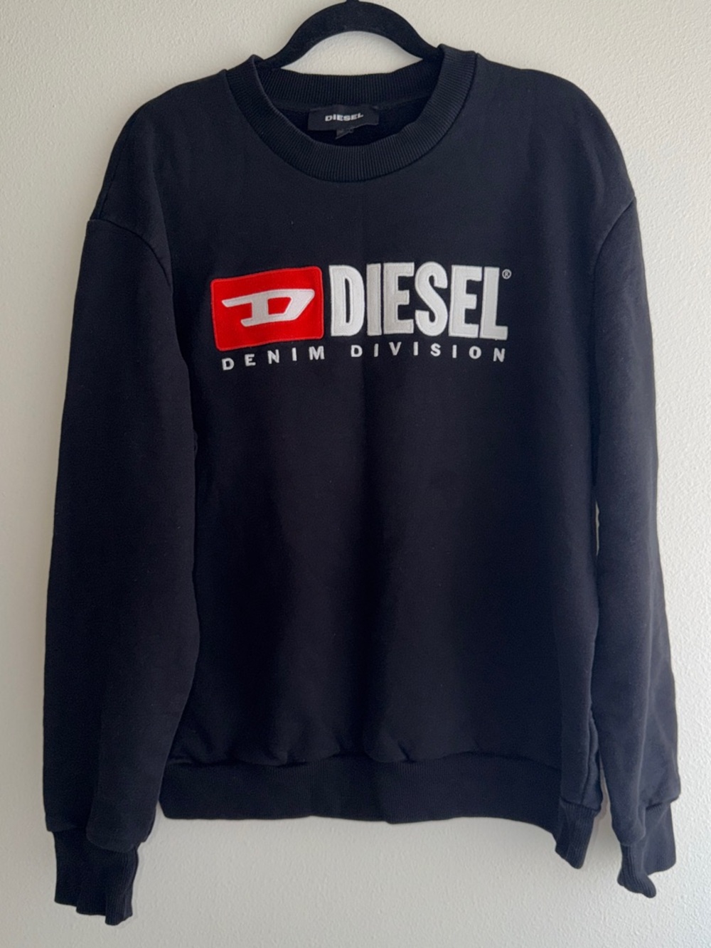Diesel Black Crewneck Sweatshirt with Red and White Logo